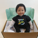 Paradise Galleries Black Reborn Toddler Doll Oh Baby, 22 inch Chunky Baby with Rooted Hair, African American Baby Boy Doll Gift Set