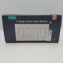 MoesGo WiFi Wall Push Button Smart Light Switch,Multi-Control(3 Way), 2.4GHz WiFi Light Switches, Neutral Wire Required,Remote Control Smart Life/Tuya, Work with Alexa,Google Home White 4 Gang. 1089