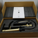 Bathroom Sink Faucet, Single-Handle Brass Vanity Faucet Set with Preassembled Supply Lines, 6 Inches Deck Plate for 1-3 Hole, and Drain Assembly (Brushed Gold)