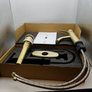 Bathroom Sink Faucet, Single-Handle Brass Vanity Faucet Set with Preassembled Supply Lines, 6 Inches Deck Plate for 1-3 Hole, and Drain Assembly (Brushed Gold)