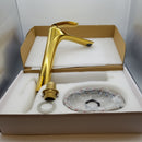Modern Single Handle Gold Tall Vessel Sink Bathroom Faucet,One Hole Lavatory Basin Vanity Mixer Tap