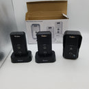 Wuloo Wireless Intercom Doorbells for Home Classroom, Intercomunicador Waterproof Electronic Doorbell Chime with 1/2 Mile Range 3 Volume Levels Rechargeable Battery Including Mute Mode(Black, 1&2)