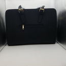 Laptop Tote Bag for Women, Large Waterproof PU Leather Work Briefcase with USB Charging Port Casual Computer Shoulder Bag Messenger fits 15.6 Inch, Business Handbag Satchel Purse 2pcs Set, Black
