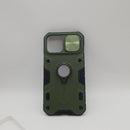 CloudValley Compatible with iPhone 12, 12 Pro Case with Camera Cover & Kickstand, Slide Lens Protector + 360° Rotate Ring Stand, Green Armor Style, Impact-Resistant, Shockproof, Protective Bumper