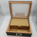 Woodronic Handmade Cigar Humidor with Digital Hygrometer for 35 to 50 Counts, Glass Top Spanish Cedar Lined Cigar Box Set with Humidifier Cutter Ashtray and Cedar Divider, Great Gift for Father