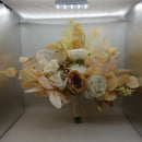 Ling's moment 11 Inch Chic White & Beige Artificial Bridal Bouquet, for Wedding Ceremony and Anniversary