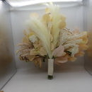 Ling's moment 11 Inch Chic White & Beige Artificial Bridal Bouquet, for Wedding Ceremony and Anniversary