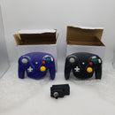 VTone Wireless Gamecube Controller, 2 Pieces 2.4G Wireless Classic Gamepad with Receiver Adapter for Wii Gamecube NGC GC (Black and Dark Blue)