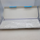 Rechargeable Bluetooth Keyboard, iClever BKA3-03S Multi-Device Ultra Slim Keyboard, Full Size with Number Pad, Stable Connection White Bluetooth Keyboard for iOS, Android, Mac OS and Windows
