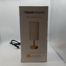 Bedside Lamp with USB Port - Touch Control Table Lamp for Bedroom Wood 3 Way Dimmable Nightstand Lamp with Round Flaxen Fabric Shade for Living Room, Dorm, Home Office (LED Bulb Included)