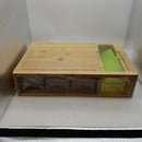 Bamboo Cutting Board with 4 Container Trays with Lids, with Juice Grooves, Knife Sleeve, Graters & Food Sliding Opening