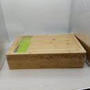 Bamboo Cutting Board with 4 Container Trays with Lids, with Juice Grooves, Knife Sleeve, Graters & Food Sliding Opening