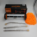 WARMQ 2-in-1 Pressure Washer Undercarriage Cleaner Water Broom, 16" Surface Cleaner Power Washer Attachment with 4 Nozzles 3 Extension Rods and QC Pivot Coupler Extra Wash Mitt, 1500-4000 PSI