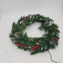 24" Frost Berry Wreath with Lights Green