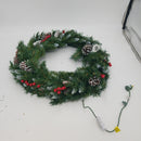 24" Frost Berry Wreath with Lights Green