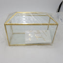 Glass Wedding Cards Box for Reception with Slot and Door,12.6" Large Geometric Clear Envelopes Container with Heart Lock, Handmade Glass Gold