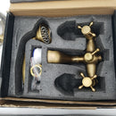 Aolemi Antique Brass Clawfoot Tub Faucet Wall Mount Bathroom Tub Filler with Hand Held Shower Sprayer Vintage Bathtub Faucet Set Double Cross Handle