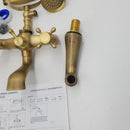 Aolemi Antique Brass Clawfoot Tub Faucet Wall Mount Bathroom Tub Filler with Hand Held Shower Sprayer Vintage Bathtub Faucet Set Double Cross Handle