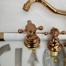 GGStudy 8-16 inch Two Handles 3 Holes Widespread Bathroom Sink Faucet Copper Basin Mixer Tap Faucet Matching Metal Pop Up Drain with Overflow