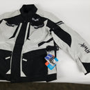 Adventure/Touring Motorcycle Jacket For Men Textile Motorbike CE Armored Waterproof Jackets ADV 4-Season (Light Grey, M)