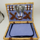 Nature Gear Upgraded 4 Person XL Picnic Basket Wicker (4 Person, Blue & White)