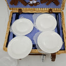 Nature Gear Upgraded 4 Person XL Picnic Basket Wicker (4 Person, Blue & White)
