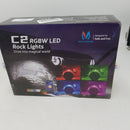 MICTUNING C2 Curved RGBW LED Rock Lights - 8 Pods Underglow Multicolor Neon Light with Wiring Switch Kit, Bluetooth Controller, Music Mode