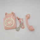 Antique European Vintag Rotary Landline Telephone, Old Fashion Pink Cored Fixed Phones for Home, Office, Hotel