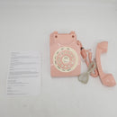 Antique European Vintag Rotary Landline Telephone, Old Fashion Pink Cored Fixed Phones for Home, Office, Hotel