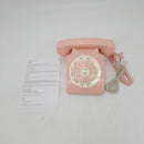 Antique European Vintag Rotary Landline Telephone, Old Fashion Pink Cored Fixed Phones for Home, Office, Hotel