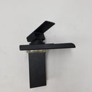 LED Light Bathroom Faucet Waterfall Single Handle Black One Hole Faucet for Bathroom Sink Mount Vanity Faucet Lead-Free for Commercial Residential