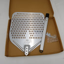 The Italian Kitchen 13" Perforated Pizza Peel - Professional 13 x 16.7 in Metal Pizza Peel Paddle - 27.3 Overall Aluminum Pizza Peel - Works With All Pizza Ovens, Stones & Grills Silver