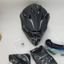 TTMiku Motocross Helmet Set, Unisex Youth Kids Small Full Face Protective Off Road Helmet for Dirt Bike ATV UTV BMX Street Ride (Gloves, Goggles, Face Shield), DOT Approved (Large, Gray)