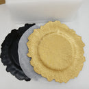 Gold Plastic Reef Charger Plates - 12 pcs 13 Inch Round Floral Sponge Charger Plates Wedding Party Decoration (Gold, 12)