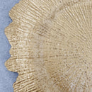 Gold Plastic Reef Charger Plates - 12 pcs 13 Inch Round Floral Sponge Charger Plates Wedding Party Decoration (Gold, 12)