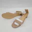 XYD Women Open Toe Strappy Low Block Heel Sandal Pumps Ankle Strap Buckle Wedding Dress Shoe Size 11 Nude