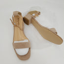 XYD Women Open Toe Strappy Low Block Heel Sandal Pumps Ankle Strap Buckle Wedding Dress Shoe Size 11 Nude