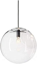 H XD GLOBAL E27 Industrial Clear Glass Globe Shade Pendant Lighting Modern Kitchen LOFT Hanging Light-1 Light (15cm)