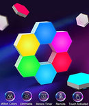 Amailtom Hexagon Lights Remote Controlled, Smart RGB LED Wall Lights Modular Light Panels Touch-Sensitive,DIY Geometric Gaming Lights with Stand,Infinitely Splicing for Gaming Room/Living Room/Bedroom/TV Decor