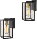 Zeyu Outdoor Wall Lights 2 Pack, Exterior Wall Sconces, Black and Gold Finish with Clear Glass, 02A150-2PK BK