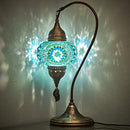 MOZAIST Turkish Lamp, Swan Neck Mosaic Table Lamp, Moroccan Decorative Glass Antique Bohemian Vintage Lamp Shade, Tiffany Desk Bedside Stained Glass Lamp with US Plug and E12 Socket