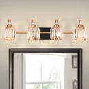 EAYZIIN Modern Vanity Light, Crystal Bathroom Light Fixture, Gold Bathroom Lamp Over Mirror Vintage Bath Lights, Brass & Black 4-Light