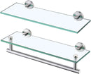 KES Glass Shelves for Bathroom, 16-Inch Bathroom Shelf with Towel Bar and Tempered Glass Wall Mount SUS 304 Stainless Steel Brushed Finish 2 Pack, A2022S41-2-C1