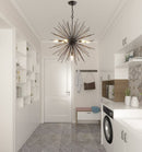 Maxax Sputnik Chandelier Ceiling Light, 7 Lights Firework Pendant Lighting, ETL Listed, Modern Starburst Metal Lamp, for Dining Room,Bedroom,Kitchen, Hallway, Entryway, Black