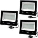 ZHMA 3 Pack 60W LED Flood Light With Plug(Warm White),6000lm Super Bright Security Lights(300W halogen lights equivalent) IP66 Waterproof Outdoor Landscape Floodlight for Back Yard, Garden, Playground