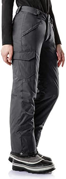 TSLA Women's Winter Snow Pants, Waterproof Insulated Ski Pants, Ripstop Snowboard Bottoms, Snow Core Cargo Pants Charcoal Blue, X-Small