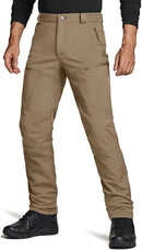 CQR Men's Winter Tactical Pants, Outdoor Fleece Lined Snow Ski Cargo Pants, Thermal Hiking Pants, Softshell Thermal Coyote, 32W x 32L