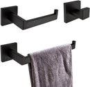 TURS Black 3-Piece Bathroom Towel Holder Set Stainless Steel Wall Mount Bath Hardware Set Toilet Paper Holder Towel Hook,Q7010BK