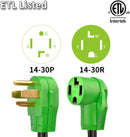 RVMATE 4 Prong Dryer Extension Cord 25 Feet, 30 Amp NEMA 14-30P to 14-30R 125V/250V Waterproof PVC Jacket, Perfect for Dryer Power Extension