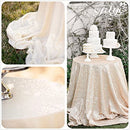 132" Sparkly Ivory Sequin Tablecloth, Round Sequin Tablecloth, Sequin Table Cloths Sparkly Ivory Table Sequin Linens for Wedding